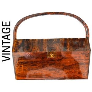 VINTAGE BOX BAG 50s Tortoiseshell-Acrylic Mini Purse
